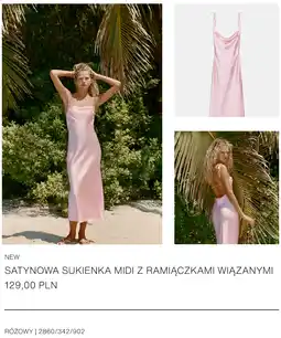 ZARA SATYNOWA SUKIENKA MIDI Z RAMIĄCZKAMI WIĄZANYMI oferta