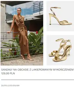 ZARA ZARA SANDAŁY NA OBCASIE Z LAKIEROWANYM WYKOŃCZENIEM oferta