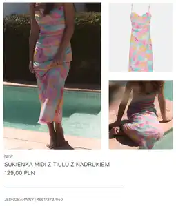 ZARA SUKIENKA MIDI Z TIULU Z NADRUKIEM ZARA oferta