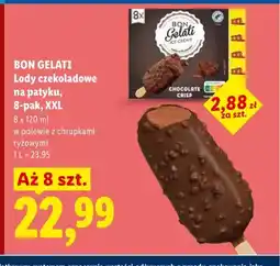 Lidl Lody czekoladowe na patyku BON GELATI w polewie z chrupkami ryżowymi 8-pak XXL oferta
