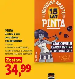 Lidl Zestaw piw Pinta ze szklanką i podkładkami 3-pak oferta