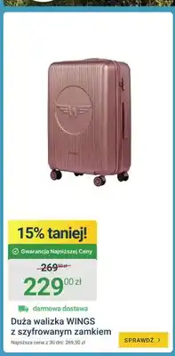 ERLI Duża walizka WINGS z szyfrowanym zamkiem oferta