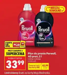 Biedronka Płyn do prania Perwoll, 40 prań, 2 l oferta