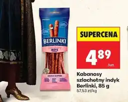 Biedronka Kabanosy szlachetny indyk Berlinki, 85 g oferta