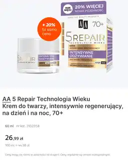 Rossmann AA 5 Repair Technologia Wieku Krem do twarzy, intensywnie regenerujący, na dzień i na noc, 70+ oferta