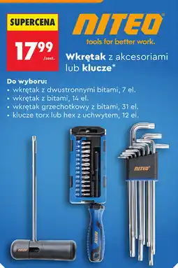 Biedronka Wkrętak z akcesoriami lub klucze NITEO oferta