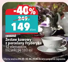 Biedronka Zestaw kawowy z porcelany Fryderyka 12 elementów, filiżanki po oferta