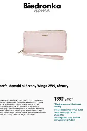 Portfel damski skórzany Wings 2W9, różowy