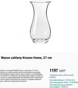 Biedronka Wazon szklany Krosno Home, 27 cm oferta