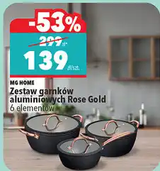 Biedronka MG HOME Zestaw garnków aluminiowych Rose Gold 6 elementów oferta