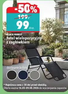 Biedronka Fotel wielopozycyjny z zagłówkiem BLACK FOREST oferta