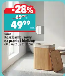 Biedronka TADAR Kosz bambusowy na pranie i bieliznę 60 l, 42 x 32 x 50 cm oferta