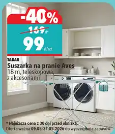 Biedronka TADAR Suszarka na pranie Aves 18 m, teleskopowa, z akcesoriami oferta