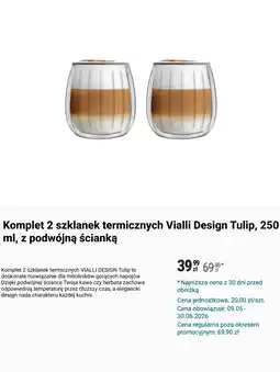 Biedronka Komplet 2 szklanek termicznych Vialli Design Tulip, 250 ml, z podwójną ścianką oferta