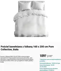 Biedronka Pościel bawełniana z falbaną 160 x 200 cm Pure Collection, biała oferta