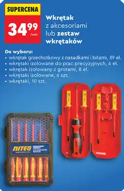 Biedronka Wkrętak z akcesoriami lub zestaw wkrętaków NITEO oferta