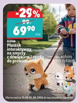 Biedronka Pluszak interaktywny na smyczy z dźwiękiem i rączką do prowadzenia ELEFUN oferta