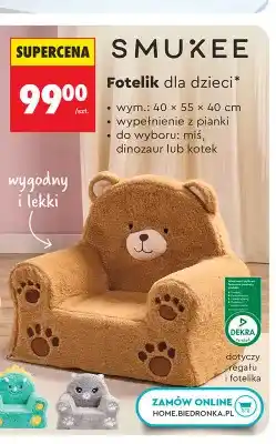 Biedronka Fotelik dla dzieci dinozaur 40x55x40cm wypełnienie z pianki Smukee oferta