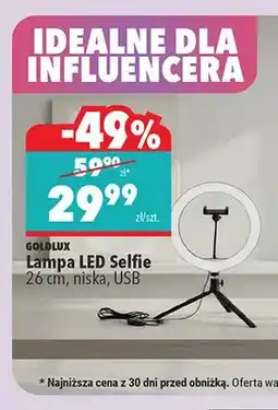 Biedronka Lampa LED Selfie GOLDLUX 26cm niska USB oferta
