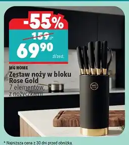 Biedronka Zestaw noży w bloku MG HOME Rose Gold 7 elementów z nożyczkami oferta
