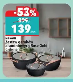 Biedronka Zestaw garnków aluminiowych MG HOME Rose Gold 6 elementów oferta