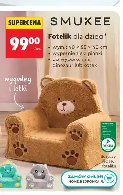 Biedronka Fotelik dla dzieci miś 40x55x40cm wypełnienie z pianki Smukee oferta