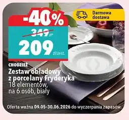 Biedronka Zestaw obiadowy z porcelany Chodzież Fryderyka 18 elementów na 6 osób biały oferta