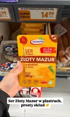 Biedronka Ser Złoty Mazur w plastrach Mlekpol oferta