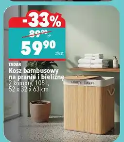 Biedronka Kosz bambusowy na pranie i bieliznę TADAR 2 komory 105l 52x32x63cm oferta