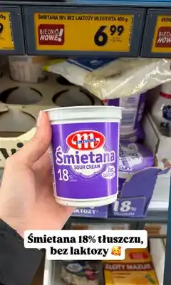 Biedronka Śmietana 18% bez laktozy Mlekovita oferta