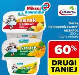 Carrefour Serek homogenizowany* MLEKPOL 200 g różne rodzaje oferta