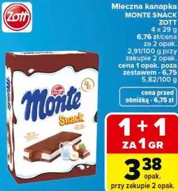Carrefour Mleczna kanapka MONTE SNACK ZOTT oferta