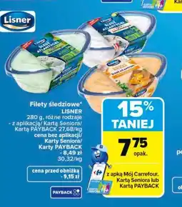 Carrefour Filety śledziowe* LISNER 280 g, różne rodzaje oferta