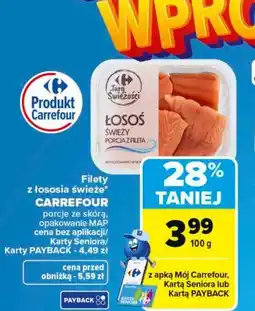 Carrefour Filety z łososia świeże* CARREFOUR porcje ze skórą oferta