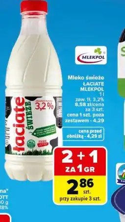 Carrefour Mleko świeże ŁACIATE MLEKPOL 1 l zaw. tł. 3,2% oferta