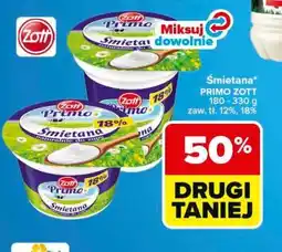 Carrefour Śmietana PRIMO ZOTT 180 - 330 g zaw. tł. 12%, 18% oferta