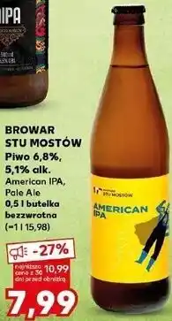 Kaufland BROWAR STU MOSTÓW Piwo 6,8%, 5,1% alk. American IPA, Pale Ale 0,5 l butelka bezzwrotna oferta