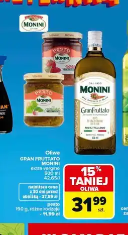 Carrefour Oliwa GRAN FRUTTATO MONINI extra vergine 500 ml 42,65/l pesto 190 g, różne rodzaje - 11,99 zł oferta