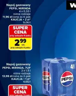 Carrefour Napój gazowany PEPSI, MIRINDA 4 x 0,33 l różne rodzaje oferta