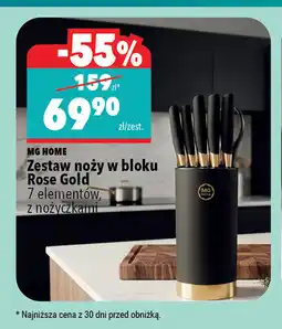 Biedronka Zestaw noży w bloku Rose Gold 7 elementów, z nożyczkami MG HOME oferta