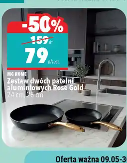 Biedronka Zestaw dwóch patelni aluminiowych Rose Gold 24 cm, 28 cm mg home oferta