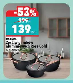 Biedronka Zestaw garnków aluminiowych Rose Gold 6 elementów mg home oferta