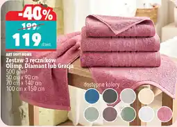 Biedronka Zestaw 3 ręczników Olimp, Diamant lub Gracja 500 g/m² oferta