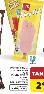Carrefour Algida Lody na patyku Funny Foot Funny Finger oferta