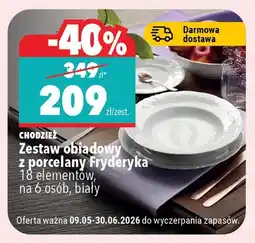 Biedronka Zestaw obiadowy z porcelany Fryderyka CHODZIEŻ 18 elementów na 6 osób biały oferta