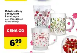 Carrefour Kubek szklany z motywem kwiatowym oferta
