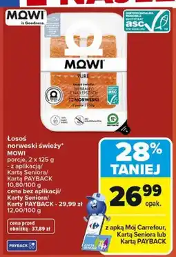 Carrefour Łosoś norweski świeży MOWI porcje oferta