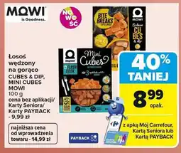 Carrefour Łosoś wędzony na gorąco CUBES & DIP MOWI oferta