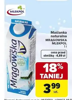 Carrefour Maślanka naturalna Mrągowska Mlekpol oferta