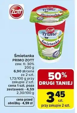 Carrefour Śmietanka Primo Zott zaw. tł. 30% oferta